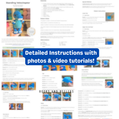 Standing Velociraptor PDF PATTERN