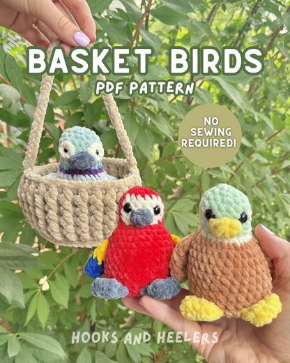 No-Sew Basket Birds PDF PATTERN